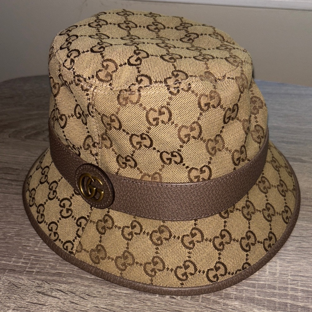 Gucci Beige GG Monogram Bucket Hat